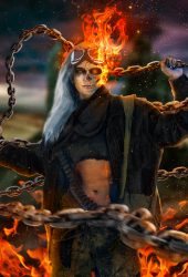 Post-apocalyptic woman and boy with weapons outdoors. Desert and dead wasteland on the background. Aggressive girl warrior in shabby clothes holding the sword and young boy with a gun standing in a confident pose looking at the camera. Nuclear post-apocalypse time. Life after doomsday concept.